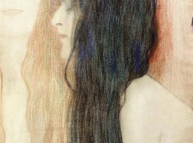 GustavKlimt-GirlwithLongHairwithasketchforNudeVeritas